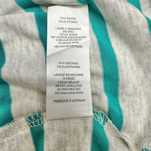 LuLaRoe Retired Julia Dress L Teal and White Striped SS Form Fitting NWT - Picture 6 of 7